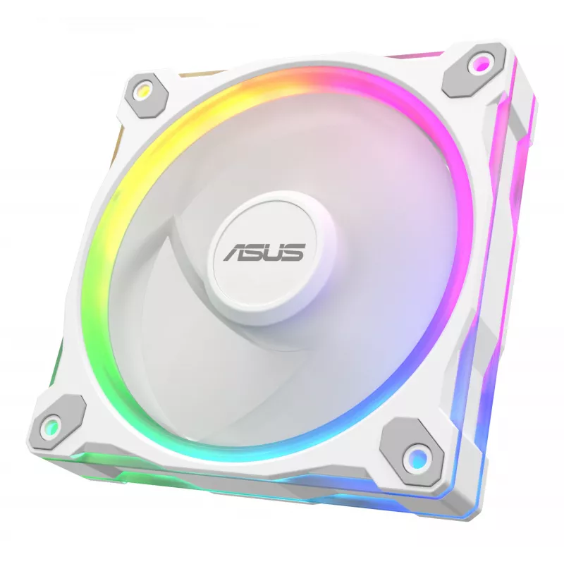 Ventilador para PC de 120 mm ASUS Prime MR120 ARGB Reverse blanco – 1600 rpm, 58 CFM, PWM, cojinete de deslizamiento