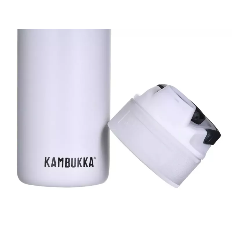 Botella isotérmica Kambukka Elton 600 ml blanco tiza – Botella al vacío, acero inoxidable 18/8, a prueba de fugas, tapa Snapclean