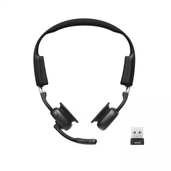 SHOKZ OpenMeet UC Auriculares inalámbricos Bluetooth de conducción ósea para videoconferencia con adaptador USB-A