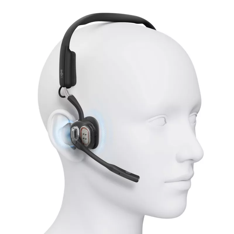 SHOKZ OpenMeet UC Auriculares inalámbricos Bluetooth de conducción ósea para videoconferencia con adaptador USB-A