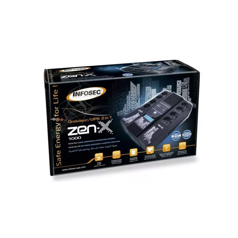 Sistema de alimentación ininterrumpida SAI Infosec Zen-X 1000 1 kVA 600 W 8 salidas AC