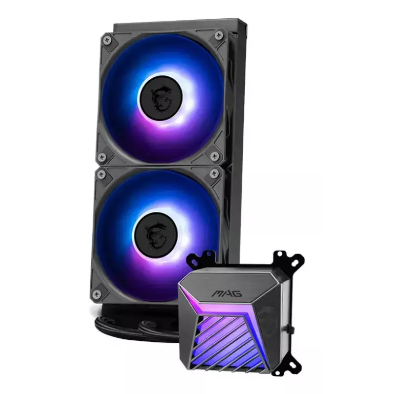 Refrigeración líquida todo en uno MSI MAG Coreliquid A15 240 — radiador de 240 mm, 2 ventiladores de 120 mm, LGA1700/AM4/AM5, negro