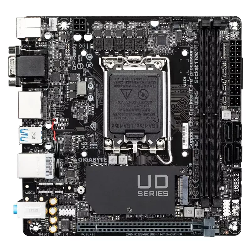 Placa base GIGABYTE H610I, Intel H610, LGA 1700, Mini-ITX