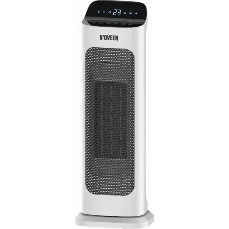 Calefactor cerámico eléctrico NOVEEN PTC2000 — 2000 W, termostato regulable, pantalla LED, temporizador, mando a distancia, blanco