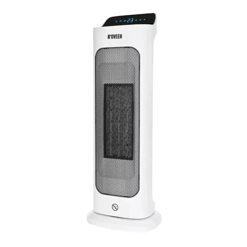 Calefactor cerámico eléctrico NOVEEN PTC2000 — 2000 W, termostato regulable, pantalla LED, temporizador, mando a distancia, blanco