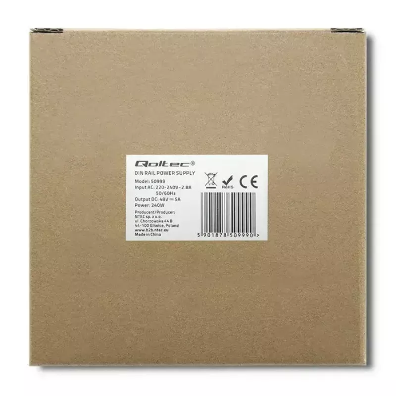 Fuente de alimentación para carril DIN QOLTEC 50999, 240W, 48V DC, salida 5A