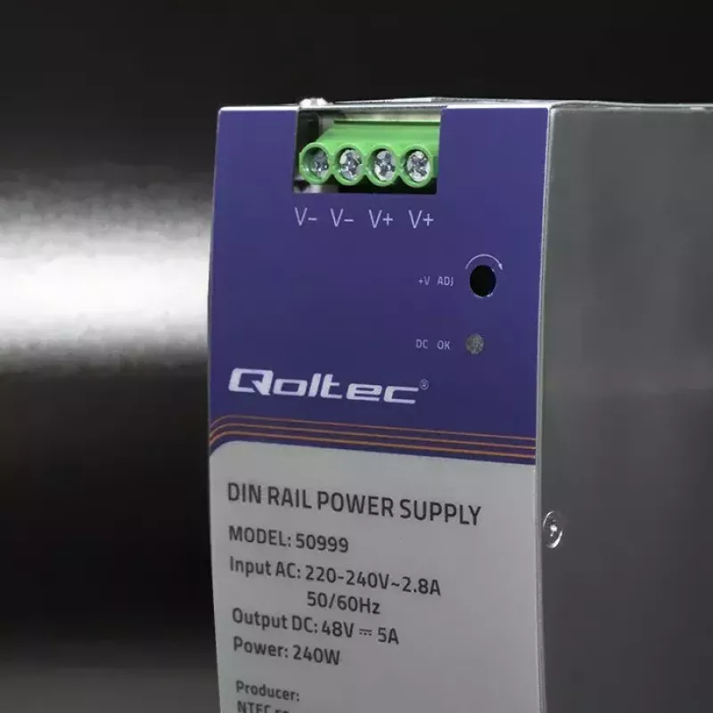 Fuente de alimentación para carril DIN QOLTEC 50999, 240W, 48V DC, salida 5A