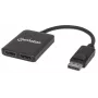 Manhattan divisor DisplayPort 1.2 con 2 puertos DisplayPort 1.2 y MST, 4K@30Hz, alimentado por USB-A, función de videowall, negro, MST = Multi-Stream Transport, 3 años de garantía