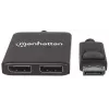 Manhattan divisor DisplayPort 1.2 con 2 puertos DisplayPort 1.2 y MST, 4K@30Hz, alimentado por USB-A, función de videowall, negro, MST = Multi-Stream Transport, 3 años de garantía