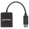 Manhattan divisor DisplayPort 1.2 con 2 puertos DisplayPort 1.2 y MST, 4K@30Hz, alimentado por USB-A, función de videowall, negro, MST = Multi-Stream Transport, 3 años de garantía
