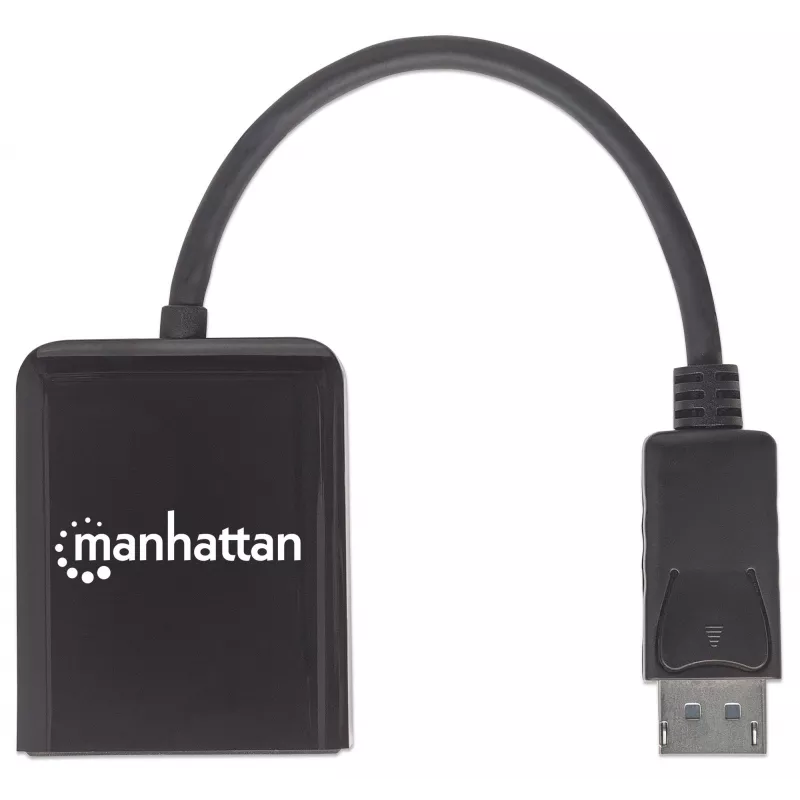 Manhattan divisor DisplayPort 1.2 con 2 puertos DisplayPort 1.2 y MST, 4K@30Hz, alimentado por USB-A, función de videowall, negro, MST = Multi-Stream Transport, 3 años de garantía