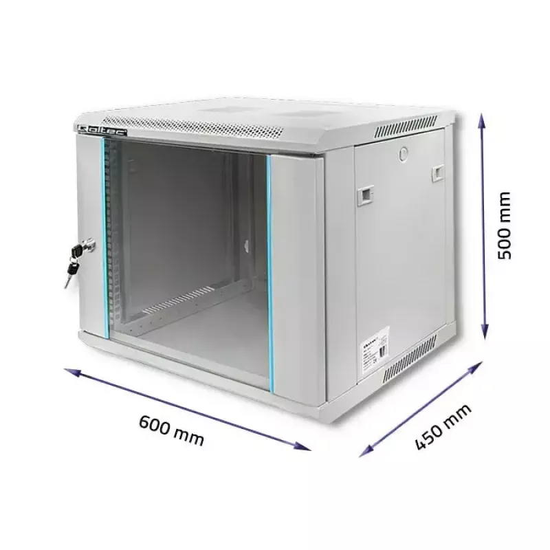 Armario rack 19 pulgadas QOLTEC 9U modelo 54484, dimensiones 600x500x450 mm