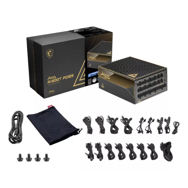 Fuente de alimentación MSI MEG Ai1600T PCIE5 1600 W 24-Pin-ATX ATX Negro