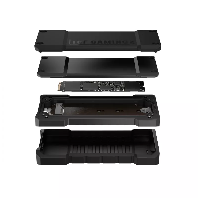 Caja para SSD ASUS TUF Gaming A2 Negra para M.2 PCIe / SATA, USB 3.2 Gen 2x2 20 Gbit/s, hasta 4 TB, aluminio, IP68