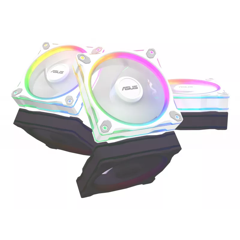 Ventilador para caja ASUS Prime MR120 ARGB Blanco 120 mm, 1600 rpm, PWM, rodamiento de deslizamiento, 58 CFM