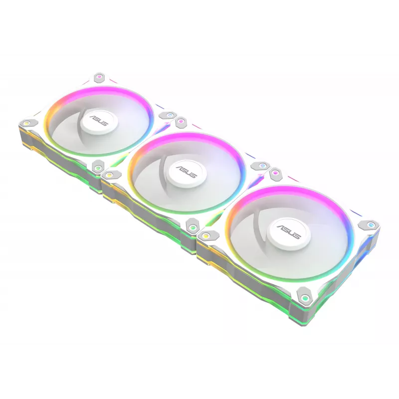 Ventilador para caja ASUS Prime MR120 ARGB Blanco 120 mm, 1600 rpm, PWM, rodamiento de deslizamiento, 58 CFM
