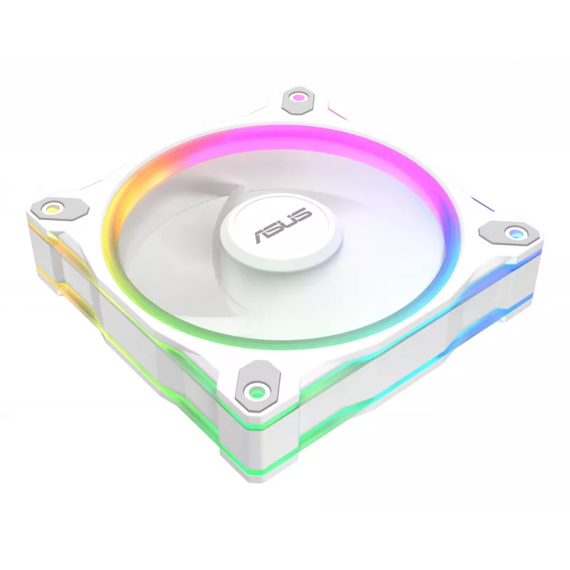 Ventilador para caja ASUS Prime MR120 ARGB Blanco 120 mm, 1600 rpm, PWM, rodamiento de deslizamiento, 58 CFM
