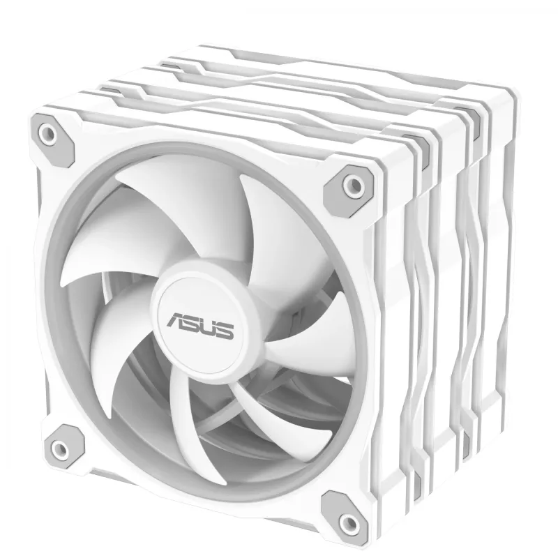 Ventilador para caja ASUS Prime MR120 ARGB Blanco 120 mm, 1600 rpm, PWM, rodamiento de deslizamiento, 58 CFM