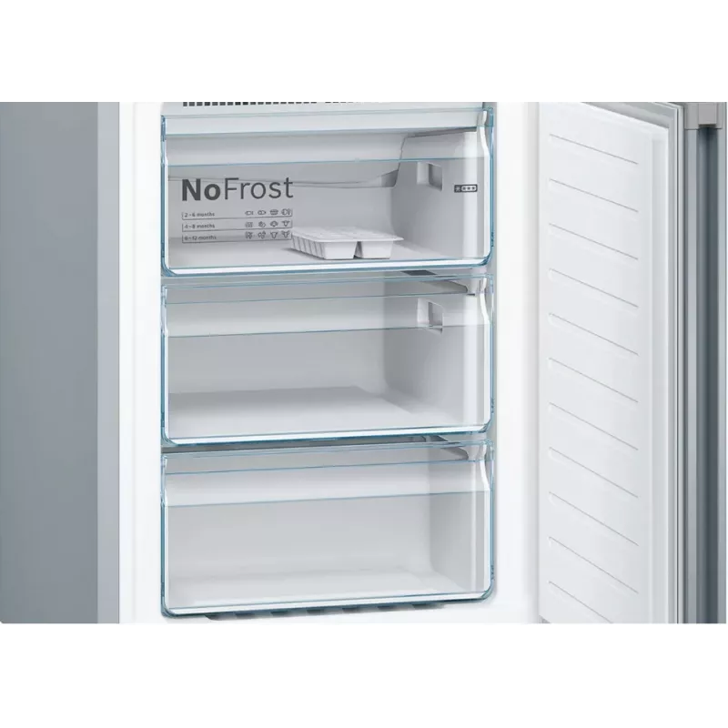 Frigorífico combi Bosch Serie 4 KGN39VIEB independiente 368 L, clase de eficiencia energética E, acero inoxidable, NoFrost, congelador abajo