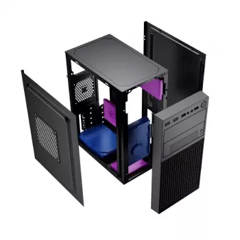 Caja de PC GEMBIRD Fornax K300 Mini Tower — Mini-ITX/Micro ATX, SPCC, 2,17 kg, USB 3.2, 1 bahía de 2,5 pulgadas, 4 ranuras de expansión