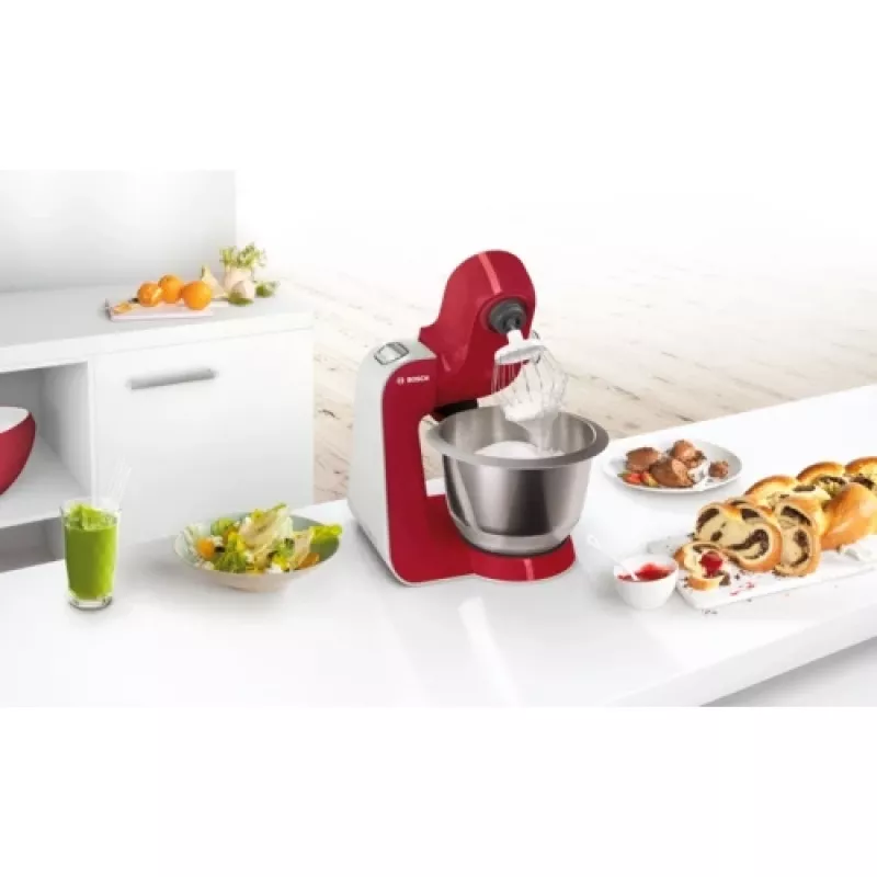 Bosch MUM58720 Robot de cocina 1000 W 3,9 l Gris, Rojo, Acero inoxidable