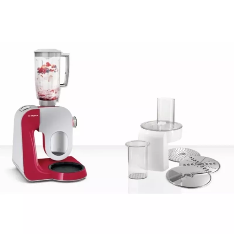 Bosch MUM58720 Robot de cocina 1000 W 3,9 l Gris, Rojo, Acero inoxidable