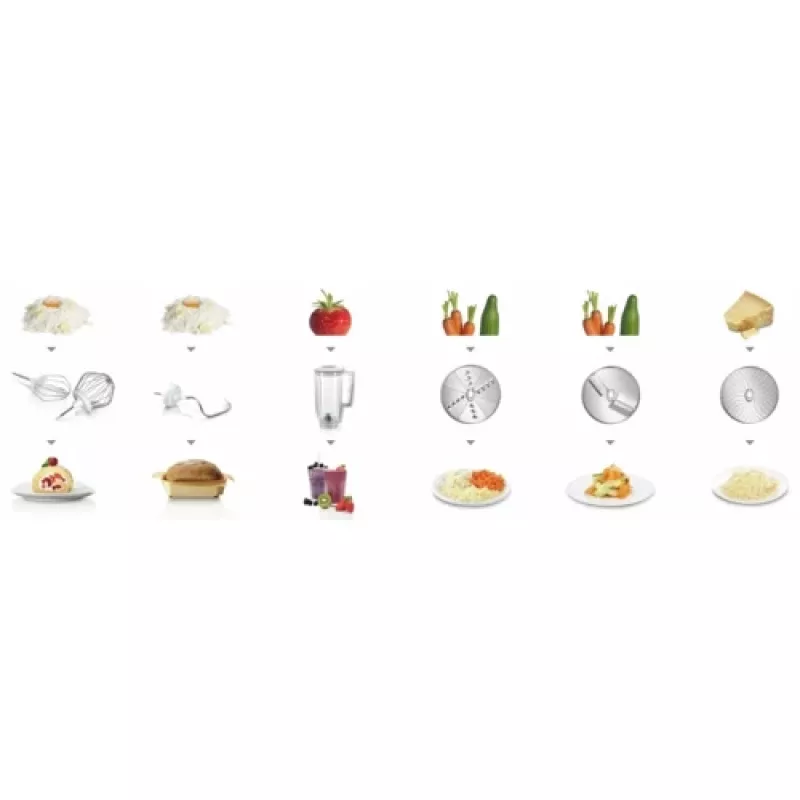 Bosch MUM58720 Robot de cocina 1000 W 3,9 l Gris, Rojo, Acero inoxidable