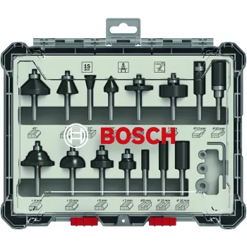 Bosch 2 607 017 471 Fresadora, juego de fresas 15 piezas