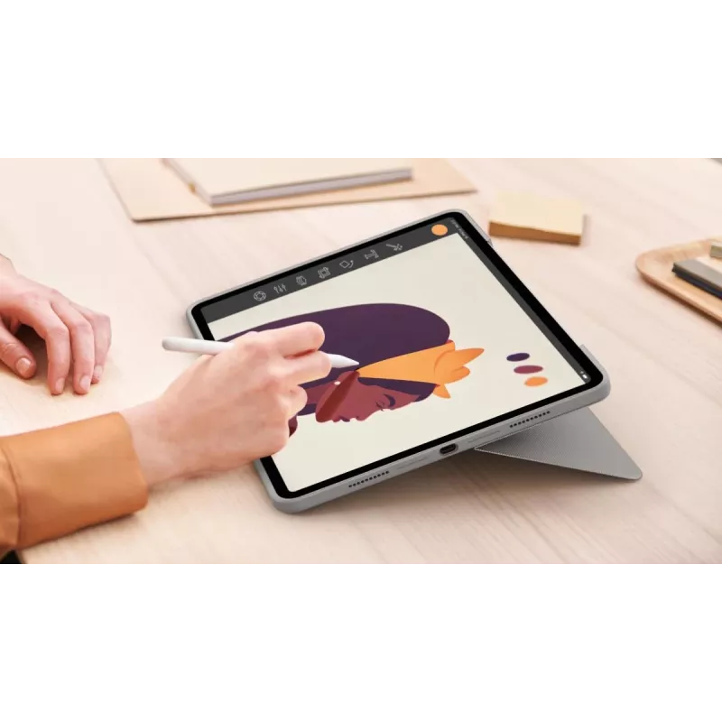 LOGITECH Combo Touch - Sand para iPad Pro 12,9 inch (5.ª gen.) - US International QWERTY