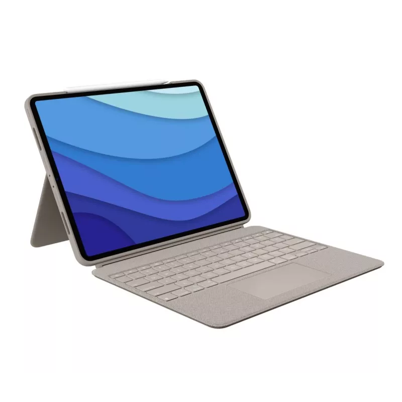 LOGITECH Combo Touch - Sand para iPad Pro 12,9 inch (5.ª gen.) - US International QWERTY