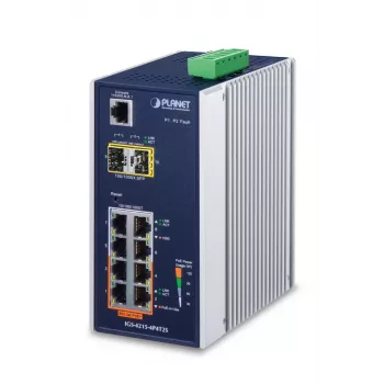 Switch gestionado PLANET - Industrial 4 puertos 10/100/1000t 802.3at PoE + 4 puertos 10/100/1000t + 2 puertos 100/1000x Sfp