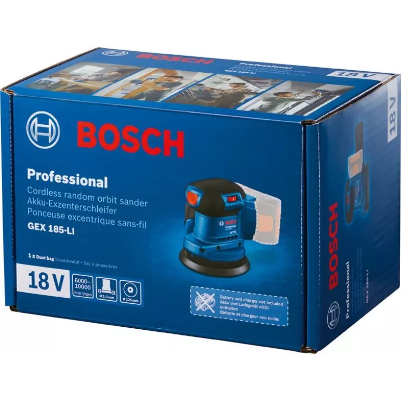 Bosch GEX 185-LI Professional lijadora excéntrica 10000 OPM azul