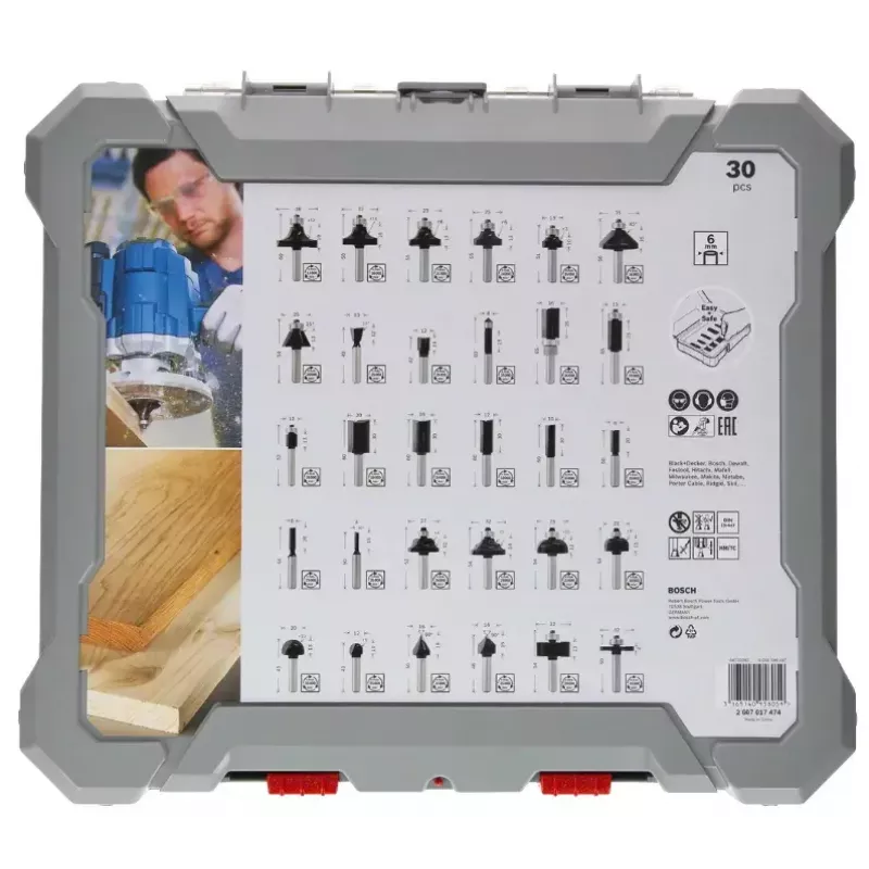 Bosch 2607017474 juego de fresas, 30 piezas, vástago de 6 mm
