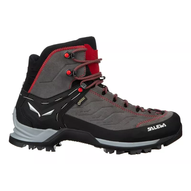 Salewa MTN Trainer Mid GTX Hombre Adulto Charcoal Gris Rojo Piel Ante Vibram