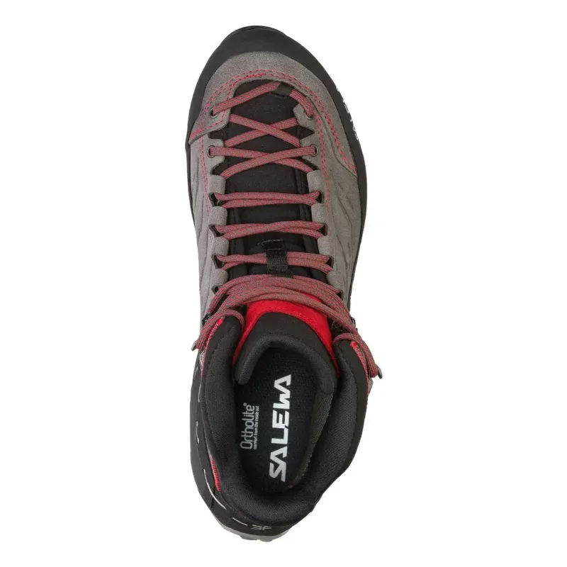 Salewa MTN Trainer Mid GTX Hombre Adulto Charcoal Gris Rojo Piel Ante Vibram