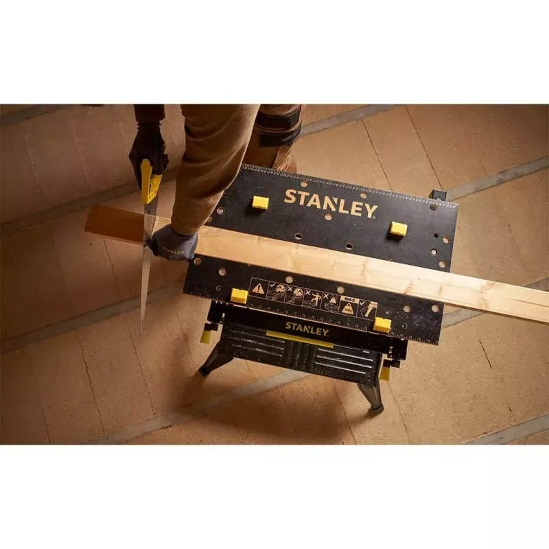 Banco de trabajo para madera Stanley STST83800-1 Bambú Acero Negro Amarillo 625 mm