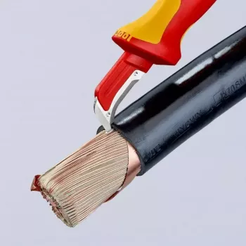 Cúter Knipex 98 55 SB rojo amarillo hoja fija