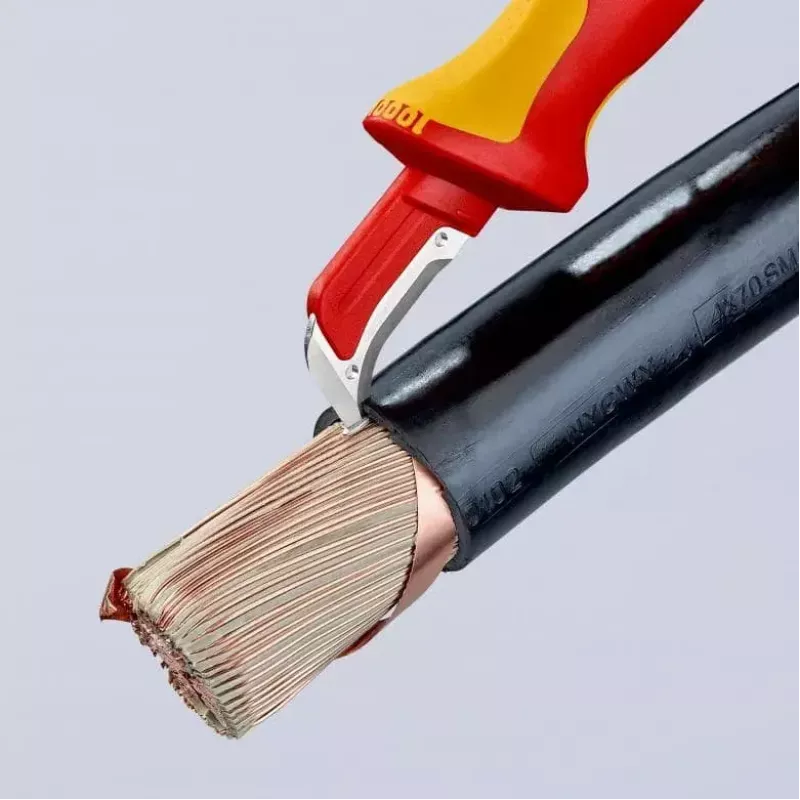 Cúter Knipex 98 55 SB rojo amarillo hoja fija