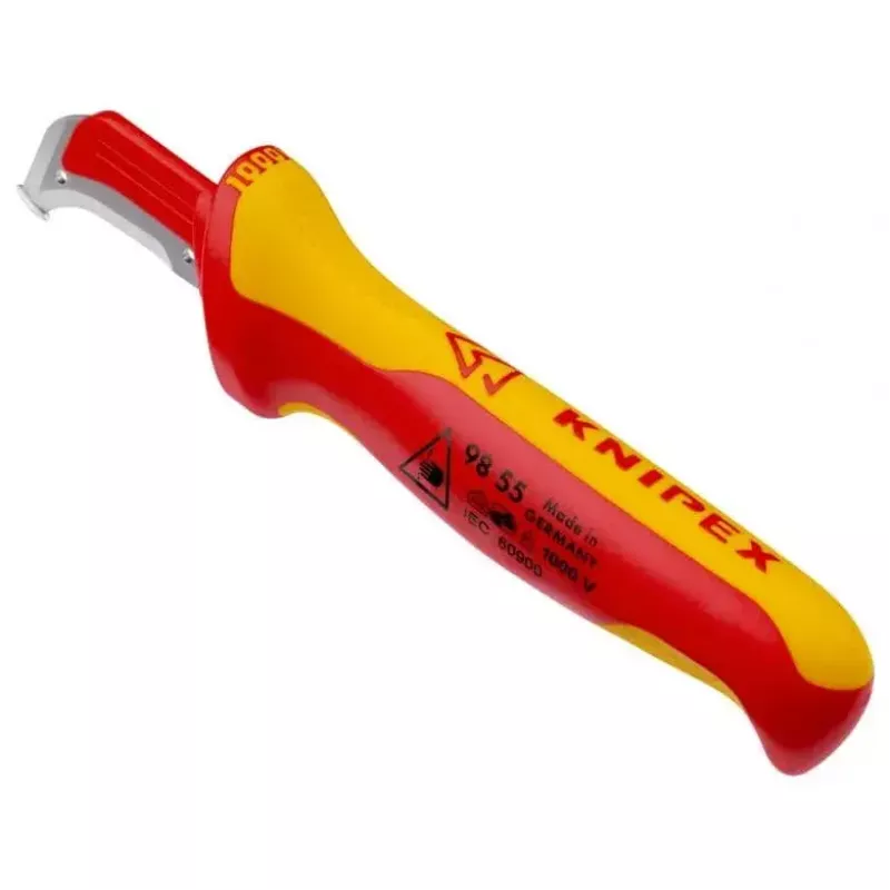 Cúter Knipex 98 55 SB rojo amarillo hoja fija
