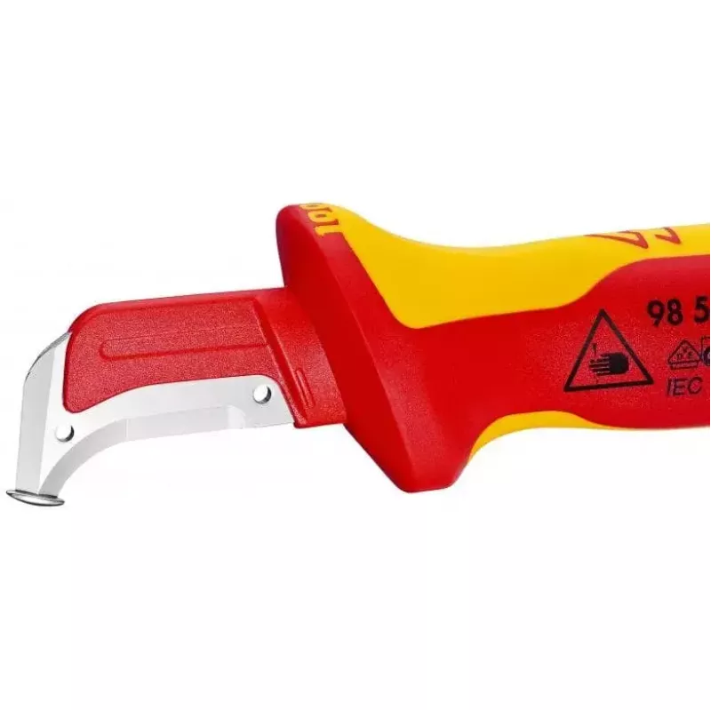 Cúter Knipex 98 55 SB rojo amarillo hoja fija
