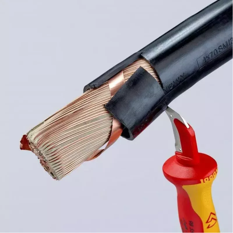 Cúter Knipex 98 55 SB rojo amarillo hoja fija