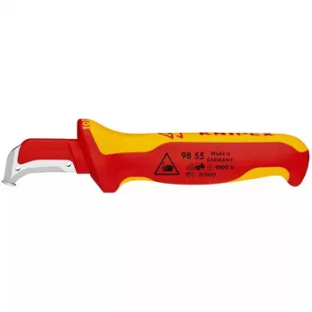 Cúter Knipex 98 55 SB rojo amarillo hoja fija
