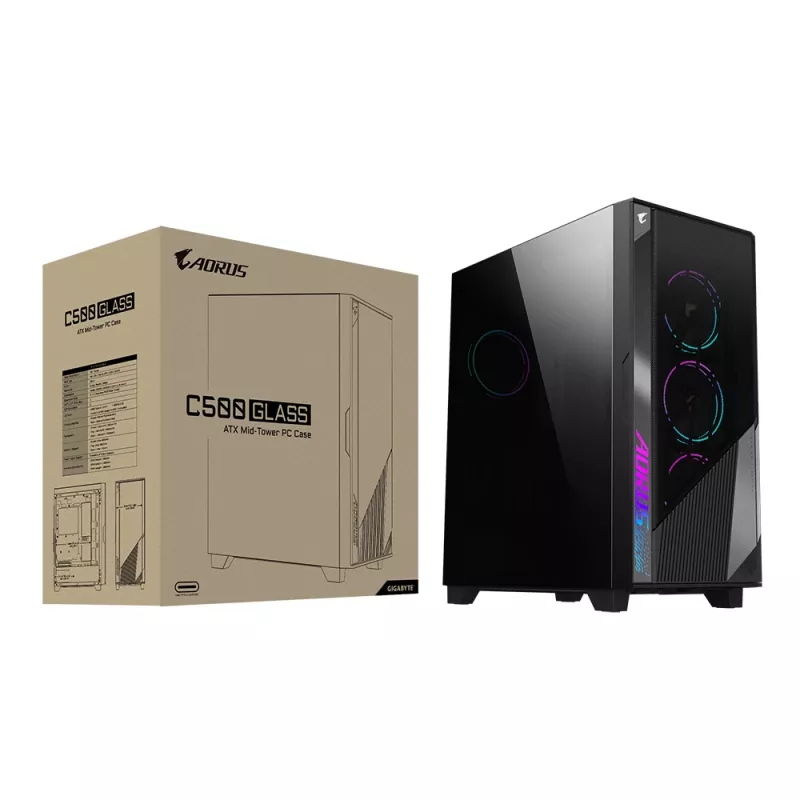 Carcasa de ordenador GIGABYTE GB-AC500G semitorre negra