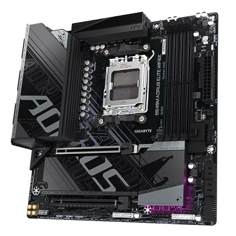 Placa base GIGABYTE B840M AORUS ELITE WIFI6E - CPUs AMD Ryzen 9000, VRM de 10+2+2 fases, hasta 8200MHz DDR5(O.C), 2xPCIe 4.0 M.2, Wi-Fi 6E, LAN 2.5GbE, USB 3.2 Gen 2