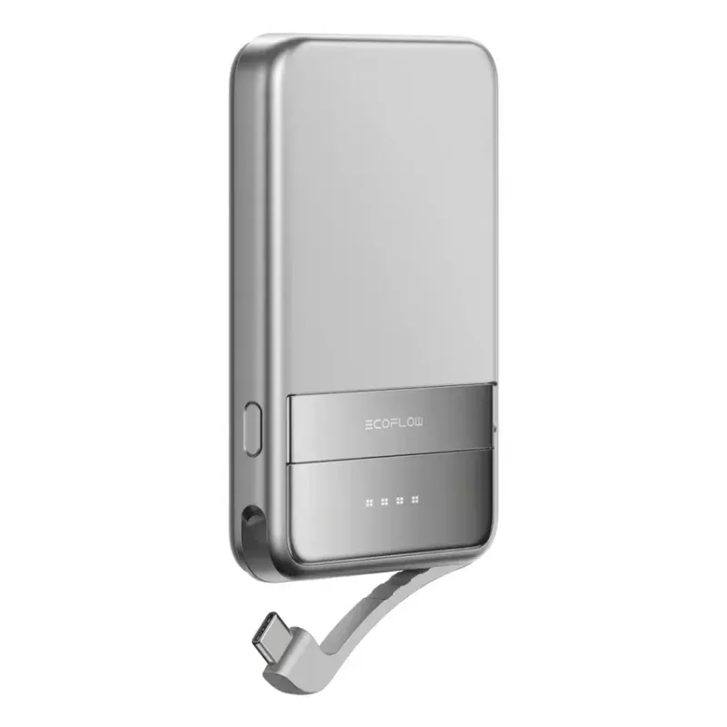 Batería externa EcoFlow Rapid 5000 (iones de litio 5000 mAh, carga rápida PD, 30 W total, inalámbrica, USB-C, plateada)