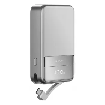 Batería externa EcoFlow Rapid 5000 (iones de litio 5000 mAh, carga rápida PD, 30 W total, inalámbrica, USB-C, plateada)