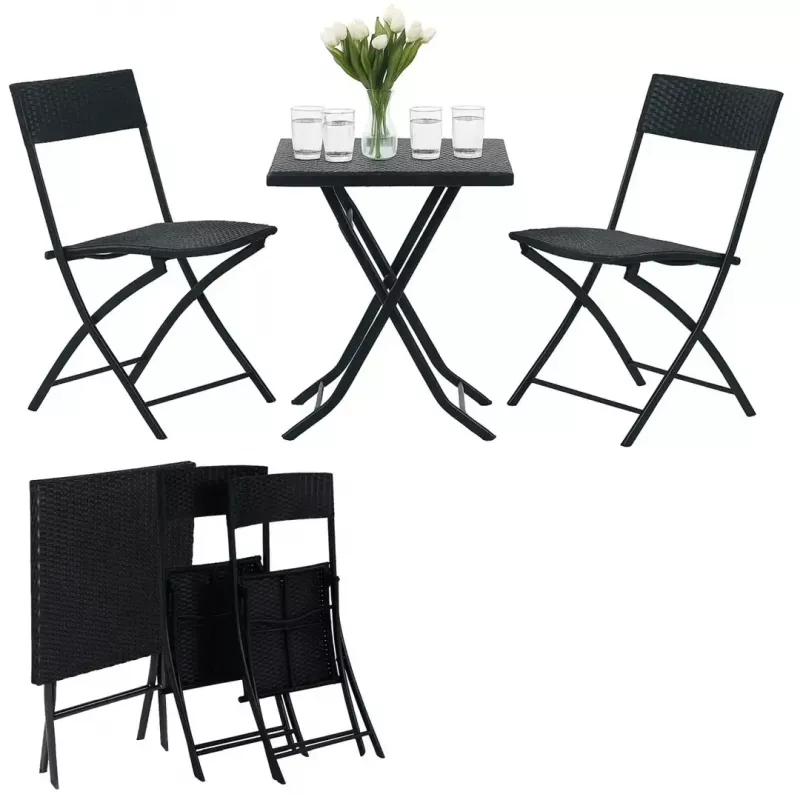 Conjunto de muebles de jardín Extralink L-0201P — 2 sillas y mesa negra