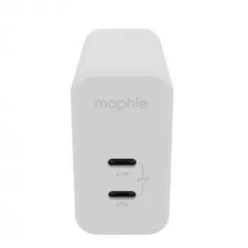 Adaptador de pared mophie accesorios USB-C-PD-DUAL-67W-GAN-blanco-EU (2xUSBC)