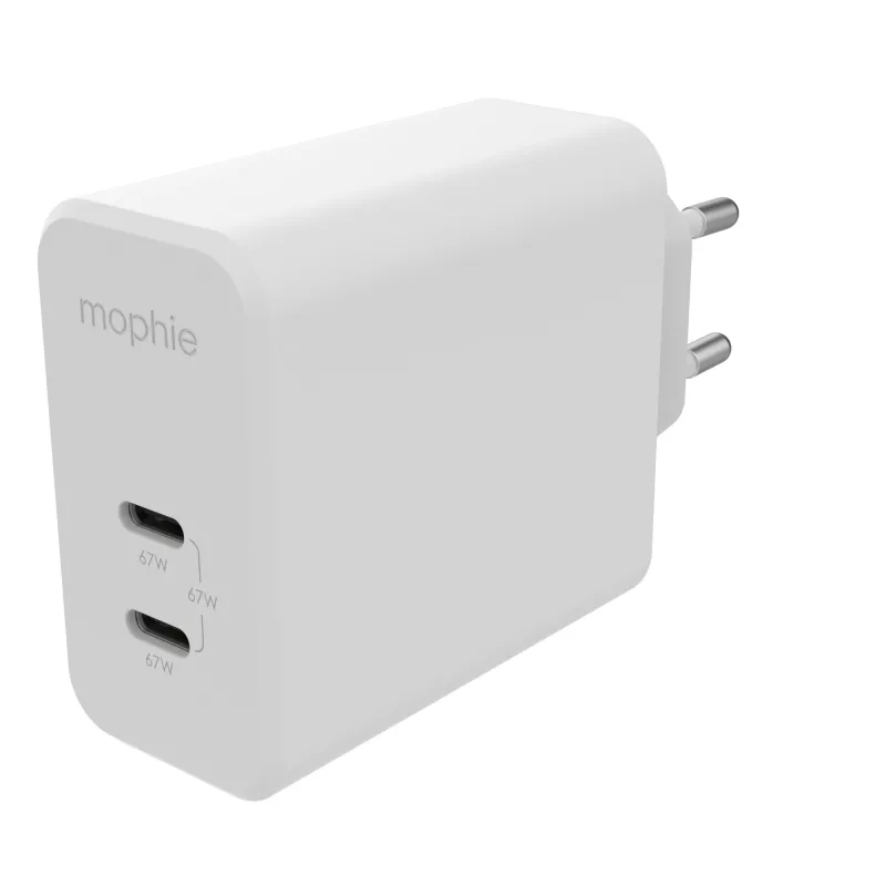 Adaptador de pared mophie accesorios USB-C-PD-DUAL-67W-GAN-blanco-EU (2xUSBC)