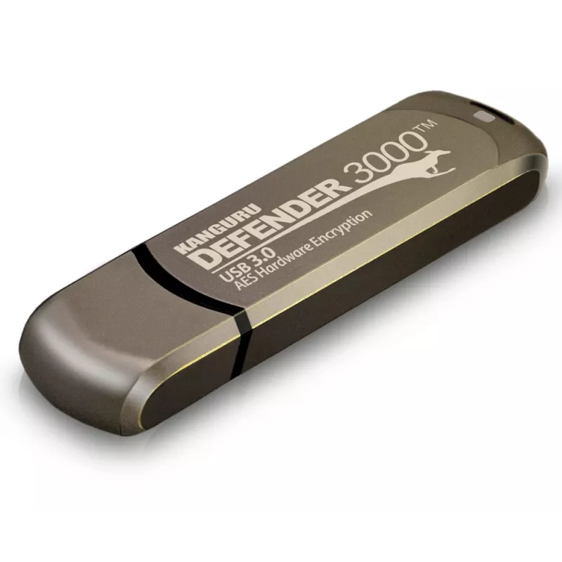 Kanguru Defender 3000 KDF3000-16G memoria USB cifrada, 16 GB, USB 3.2 Gen 1 (USB 3.0), FIPS 140-2 Level 3, compatible con TAA, marrón